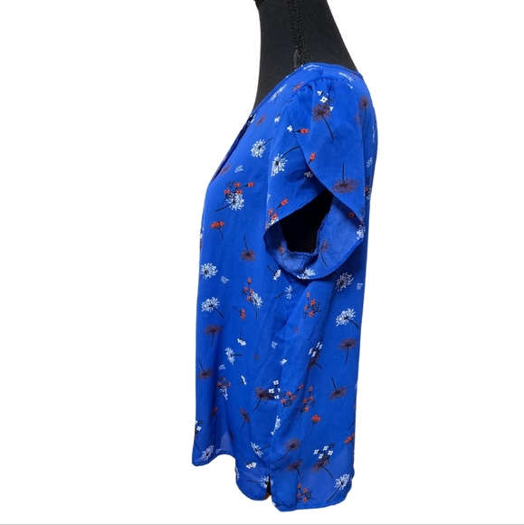 Fun 2 Fun Short Sleeve Blouse Shirt Blue Size Large - Picture 4 of 7